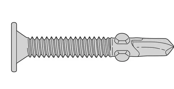 #12-24 X 2-1/2" Flat Head Phil Plymetal Tekscrew w/Wings ZP