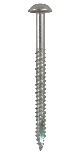 [14D350CXR17ZP] #14 X 3-1/2" Cabinet Screw Round Washer Head Phillips High-Low Thread W/Type 17 Groove ZP